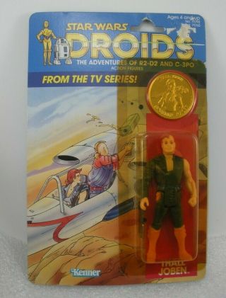 Rare Vintage Star Wars 1985 Kenner Thall Joben Droids Figure With Coin