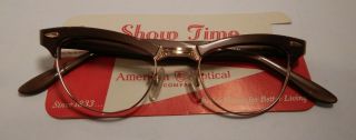 Vintage American Optical Showtime Mocha 44/20 12k G.  F.  Eyeglass Frame Nos 299