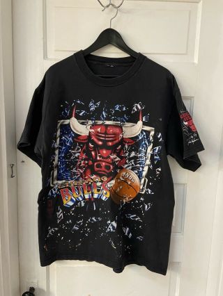 Very Rare Vtg 1992 Chicago Bulls 90s Single Stitch Faded T - Shirt Usa Size L