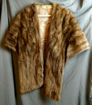Vintage Brown Mink Fur Stole Cape Shawl Wrap Bridal Cover Coat Jacket St.  Louis