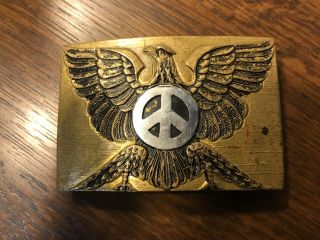 Rare Vintage Peace Hippie 60’s Woodstock Era Belt Buckle