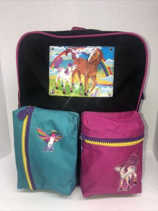 Vintage Rare Lisa Frank Backpack Horse Pony Hummingbird 1980s 1990s Retro Htf