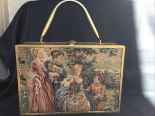 Vintage Retro Tapestry 3d Embossed Embroidered Square Purse Handbag Pocketbook