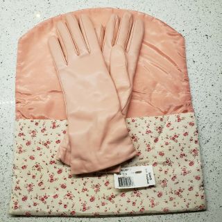 Vintage Saks Fifth Avenue Womens Leather Gloves Pink 11.  5 " Long Cashmere Lined