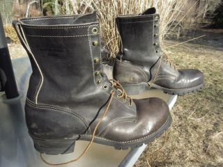 Santa Rosa Brand Black Leather Steel Toe Logger Boots / Us Men 14 E / Deadstock
