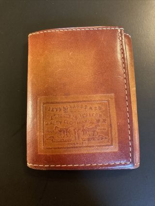 Vintage Levi Strauss & Co.  Riveted Brown Leather Wallet Jeans Lining