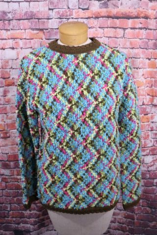 Pendleton Vtg 60s Chunky Wool Knit Sweater Womens Size 40 Multi - Color Nubby