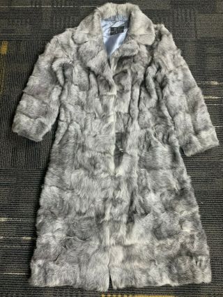 Vtg Unbranded Women Size 40 Soft Real Fur Gray Long Jacket Stunning