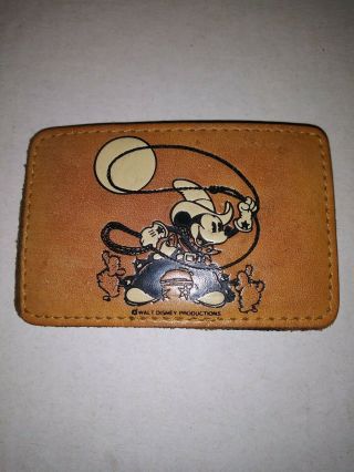 Rare Vintage Walt Disney Mickey Mouse Cowboy Nos Leather Belt Buckle 4 "