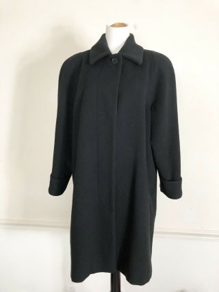 Vintage Albert Nipon Classic Womens 14 100 Wool Black Long Dress Coat Usa Made