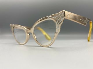 Vintage Rose Gold Aluminum Tura Vogue 42 - 20 - 5 1/4” Old Rx Lenses