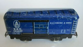 Vintage Marx Baltimore & Ohio B&o 384299 Cobalt Blue Tin Litho Boxcar 4 Wheel