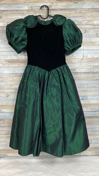 Gunne Sax Iridescent Green Vintage Jessica Mcclintock 80’s Dress Size 8 Juniors