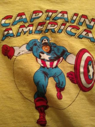 1975 Vintage Captain America Ringer T - Shirt Kid Sz Marvel Tee Soft