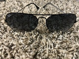 Ray Ban Aviator Sunglasses Black Frame Gradients Glass 62mm Large