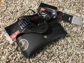 Ray Ban Aviator Sunglasses Black Frame Gradients Glass 62mm Large 3