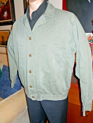 Dated 3 - 17 - 42 Cotton Military Style Work Jacket Sanforized Never - Ripum Size 42