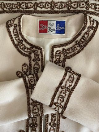Vintage Lilli Ann Knit 1960s Beaded Ivory Coat 2