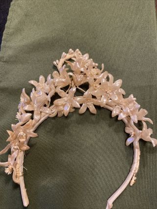 Vintage Bridal Veil Wedding Wax Floral Flower Headpiece With Band