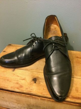 Vtg 50s 60s Florsheim Black Leather Dress Shoes Mens 12 Aa Oxford Style Pointy