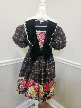 Daisy Kingdom ? Girls Vintage Dress Velvet Roses Prairie Floral/holiday/