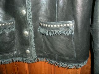 Women ' s Double D Ranch Studded & Fringed Leather Jacket 3