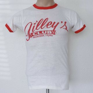 Vintage 80s Gilleys Club Pasadena Texas Ringer Small T - Shirt Vtg Urban Cowboy