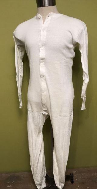 Vtg Montgomery Ward Suit Long Johns Underwear Cotton Usa Mens 42 1 Piece Nos
