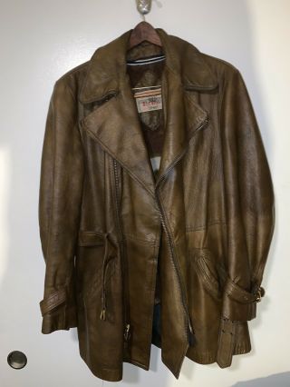 Vintage Irvin Foster Leather Trench Jacket Size Small - Medium Made In Usa