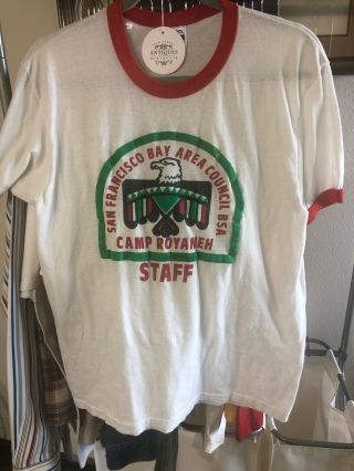 Vintage Boy Scouts T Shirt Hanes San Francisco Bay Area Council Camp Royaneh Wow