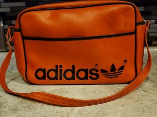 Vintage Adidas Peter Black Holdall Gym Bag Zipper Orange Rare 70 
