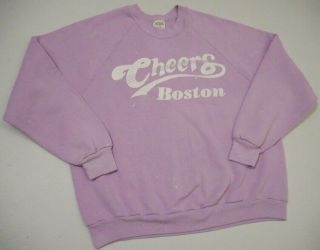 Vintage 80s Cheers Tv Boston Crewneck Sweatshirt Purple L Worn Comfy Artsy