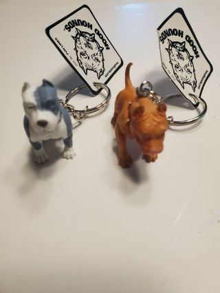 Hey Homies 2 Hood Hound Dog Keychain Figures Red Nose Pit Bull & Blue Pit Bull