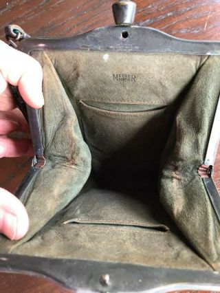 Antique arts & Crafts Hand Tooled leather Purse w/locking Clasp Art Nouveau 3