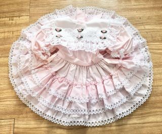 Vintage Baby Girl Toddler Party Dress Frilly Pink Ruffles 4t