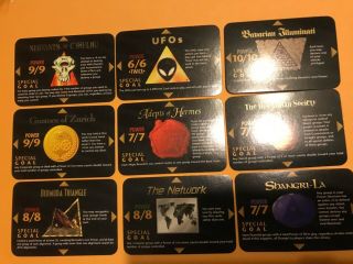 9 Different Illuminati Cards: Illuminati Inwo Ccg: 1996 One With All Edition Tcg