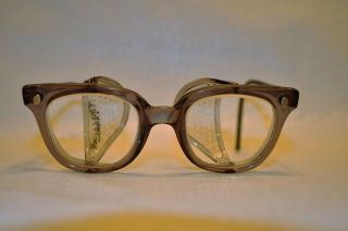 Vintage Safety Glasses Goggles With Plastic Side Shields Steampunk Coil Ears
