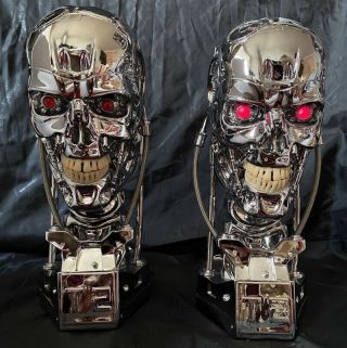 Terminator Arnold T2 T800 Endoskeleton Skull Resin Statue Bust Led Light