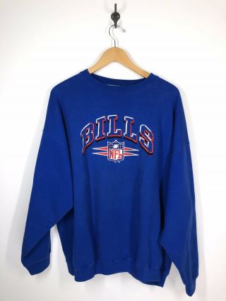 Nfl Buffalo Bills Embroidered Pullover Crewneck Sweatshirt Logo Athletic Xl Vtg