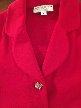 Vtg.  St John Evening Marie Gray Christmas Red Wool Jacket Buttons Sz 8