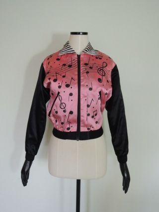 Vintage 1970s Satin Disco Grease Roller Derby Jacket Pink Size Small