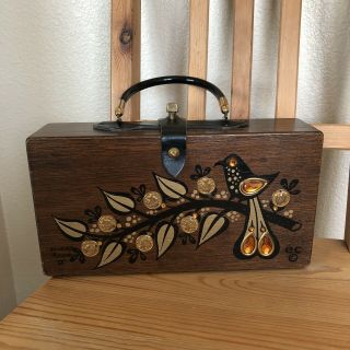 Vintage Enid Collins Money Tree Wood Box Purse Bag 1964 Box Case