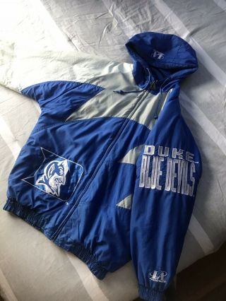 Rare Vtg Duke University Blue Devils Logo Athletic Sharktooth Jacket Large