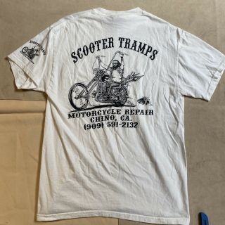 Vintage Scooter Tramps Repair Chopper Shop Pocket Tshirt Panhead Chino Ca.