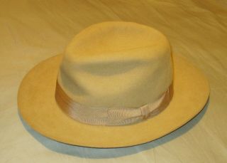 Vintage Huckel Quality Hat 100 Fur Cowboy/fedora Beige 7 1/4 - Very Handsome