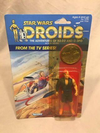Rare Vintage Star Wars 1985 Kenner Thall Joben Droids Figure With Coin