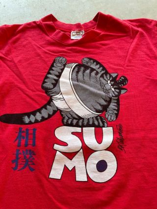 Vintage 80s 90s B Kliban Sumo Cat 2 Sided Crazy Shirts Hawaii T - Shirt M Vtg