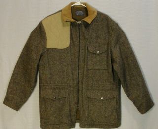 Vtg Pendleton Usa Wool Tweed Twill Field Jacket Coat Shooting Jacket 3m Lined
