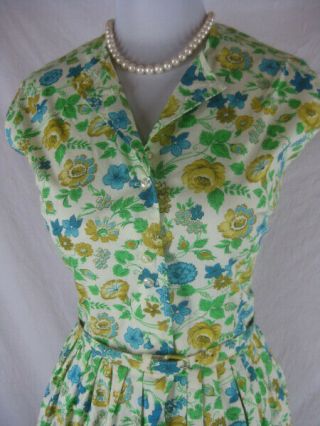 Vtg 50s 60s White Womens Vintage Sleeveless Cotton Garden Party Dress W 30 2