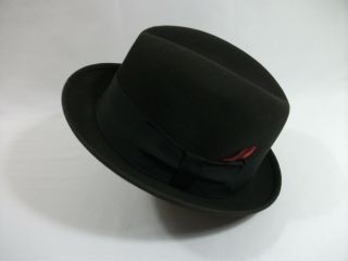 Vintage Richmond Brothers Black Fedora Bowler Hat Size 7 - 1/4 With Box